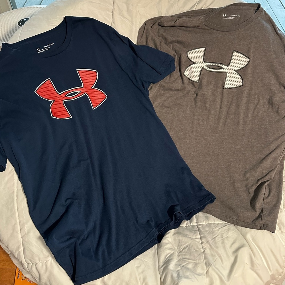 Under Armour Navy Blue T-Shirt with Red Logo